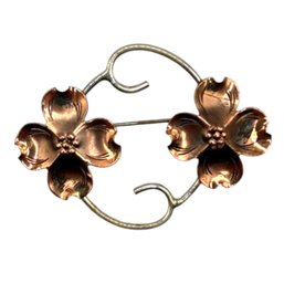 (A21) NYE Sterling Silver Copper Dogwood Brooch