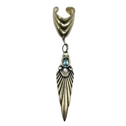 (A22) Sterling Silver Aquamarine Stone Cuff Earring