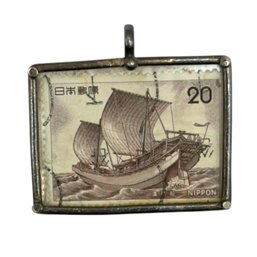 (A23) Sterling Silver Asian Stamp Pendant
