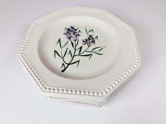 Hand-painted Italian Ceramic Floral Plates (5)