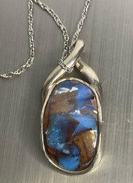 Boulder Opal And Silver Necklace