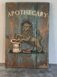Apothecary Pure Drugs Lion Art On Wood