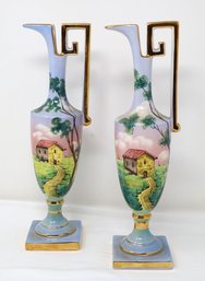 Pair Of Italian 'La Colonnata' Sesto Fior Porcelain Candleholders/Vases