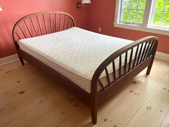Queen Sized Cherry Bedframe With Natural Fiber Mattress