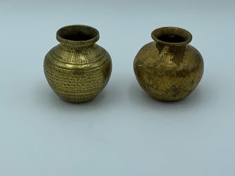 Smallest Pair Of Brass Pots