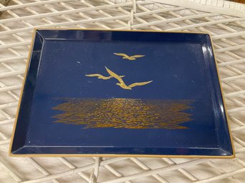 Otagari Japan Blue Seagull Laquerware Trinket Tray