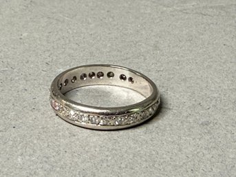 A Beautiful Vintage 14k White Gold & Diamond Channel Ring
