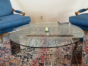 Beautiful Glass Top Coffee Table With Chrome Base