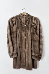 Vintage Mink Let-Out Coat With Mother Of Pearl Buttons - Parisian Boutique