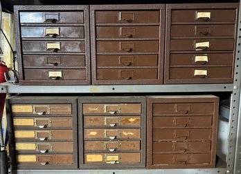 Brown Metal Multi-drawer Parts And Hardware Cabinets 6 Total