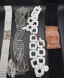 Four Textured Statement Belts Including Vintage