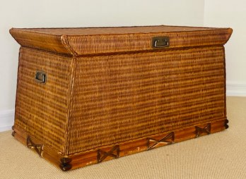 Pier 1 Imports -  Vintage Hand Woven Wicker Trunk