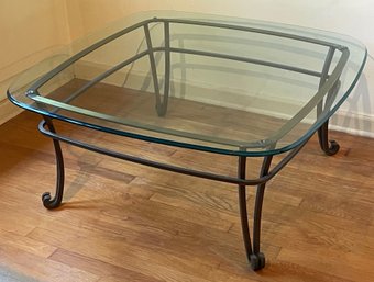 Handsome Wrought Iron Glass Top Table