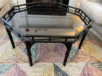 Octagonal Mid Century Mock Bamboo Coffee Table