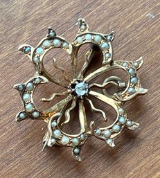 14k Gold Pin And Earrings