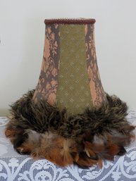 Eclectic Boho Feather Trim Bell Shaped Lampshade