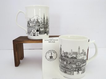 Pair Of A M Currie Viewpoint Design Edinburgh Bone China Mugs