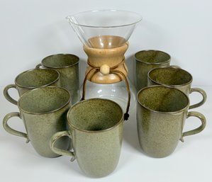 Chemex Pour Over Coffee Maker And Stoneware Mugs (8)
