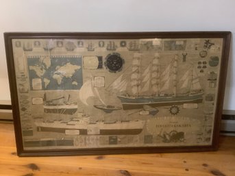 Vintage Nautisk Bibliotekskarta Chart Large Print