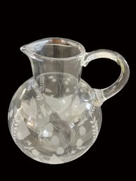 Tiffany & Co. Lily Of The Valley Etched Crystal Pitcher