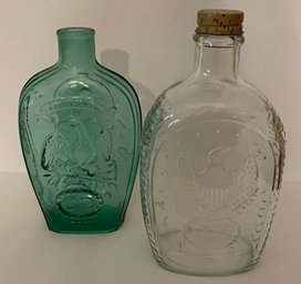 Two Vintage Bottles With Classic American Eagle Images