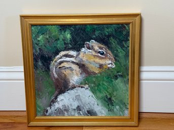 RA Rose Chipmunk Signed Original Oil Painting