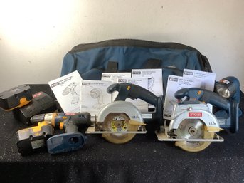 Ryobi Power Tool Lot With Bag