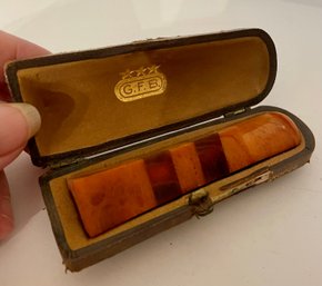 Vintage Bakelite Cigar Holder In Original Leather Case
