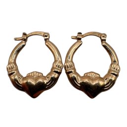 (B100) JACMEL Sterling Silver Vermeil Claddagh Hoop Earrings