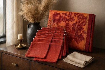 Benson Mills Harvest Table Cloth And 14 Napkins Autumn Fruit Motif Entertaining Set