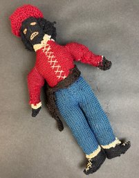 Antique Folk Art Knit Or Crochet Doll