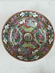 Vintage Hand Painted Rose Medallion Porcelain Bowl
