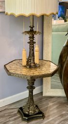 Vintage MCM Style Brass Pedestal Floor Table Lamp