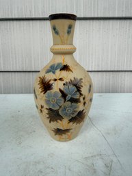 Antique Victorian Bristol Glass Hand Painted Floral Vase