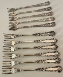 Two Sets Of Small Serving Forks Silver Plate  - 12 Pieces In All