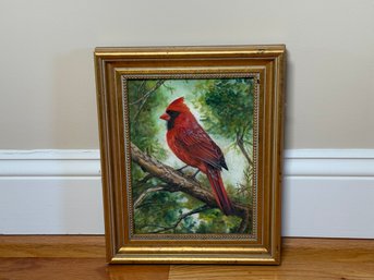 Norma Zaro 'Male Cardinal' Signed Original Oil Painting