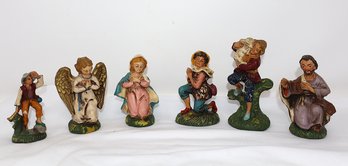 6 Hand-Made In Italy Miniature Nativity Scene Chalkware Figurines