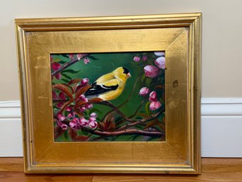 Norma Zaro American Goldfinch Bird Signed Original Oil Painting