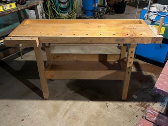 Wooden Work Bench W/Drawer And Undershelf
