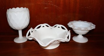 3 Imperial Milk Glass Bowls