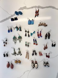 Artisan Made Earrings Group - Various Natural Materials, Age And Origins
