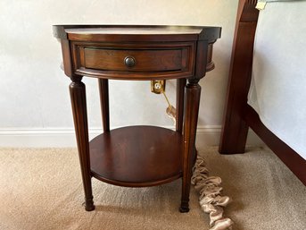 Round Wood Side Table With Metal Gallery