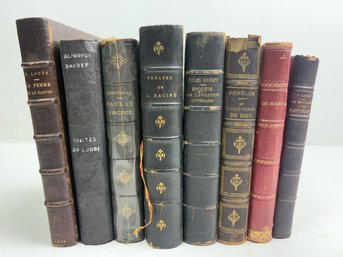 Eight 19th-20th C. French Leatherbound Classics (8)