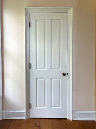 A Group Of 5 Wood 4 Panel Doors & Jambs - Baldwin Hardware - 27 To 29 Inches - Removed - Pickup Ready