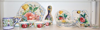 15 Piece Collection Of Authentic Italian Majolica Ceramics