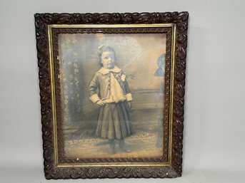 Antique Portrait Of Young Girl With Wavy Glass
