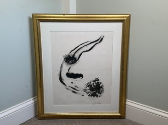 Vintage 1953 Marc Chagall 'Angel With A Bouquet Of Flowers' Lithograph On Paper