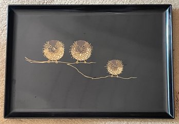 COUROC Of Monterey, Ca. Inlaid Vintage Tray With Owls