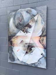 Vintage Abstract Acrylic On Canvas Titled Bone Slice By Nancy Reinker
