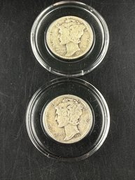 Lot Of 2 Silver Mercury Dimes 1937, 1937-D